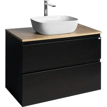 Koupelnový nábytek Altair skříňka s deskou 87,5 cm, černá mat/dub emporio AI690-01