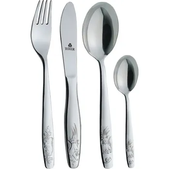 dětský příbor Toner Baby 6008 4 ks stříbrné