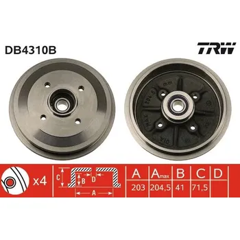 Brzdový buben Brzdový buben TRW DB4310B