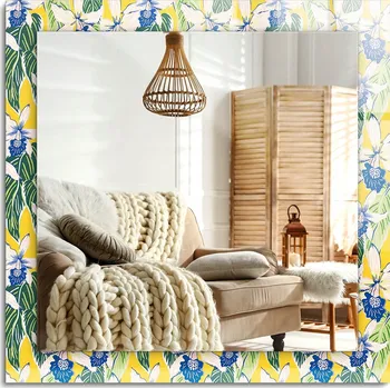 Zrcadlo Zrcadlo s potiskem do koupelny, kuchyně, předsíně - Květiny a listy 60x60 cm