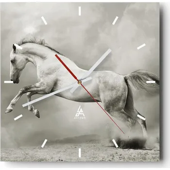 Hodiny Velké nástěnné hodiny 40x40 cm Zvířata Skleněné tiché hodiny