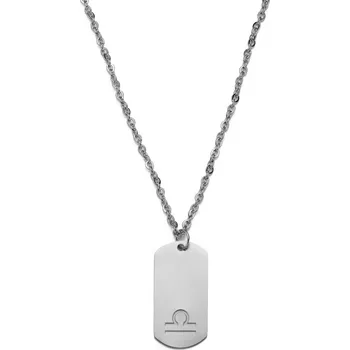 Náhrdelník Ocelový náhrdelník hvězdného znamení Váhy ve stříbrné barvě - Lucleon