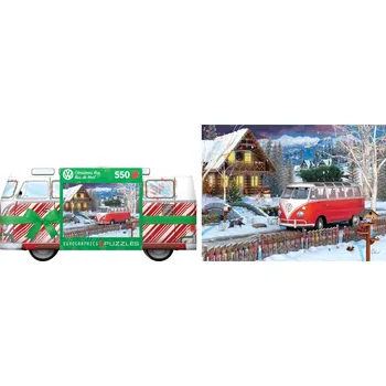 Puzzle EUROGRAPHICS puzzle v plechové krabičce vánoční autobus Volkswagen 550 dílků