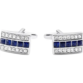 Manžetový knoflíček Novelle | Manžetové knoflíčky stříbrné barvy s modrými a čirými zirkony - Trendhim