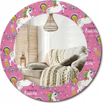 Zrcadlo Dekorativní zrcadlo s ozdobným kulatým rámem Magický jednorožec průměr 50 cm