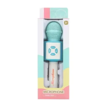 Hudební nástroj pro děti Mikrofon dětský na baterie modrý MP3 Světlo Zvuk plast v krabici Mikrofon dětský na baterie modrý MP3 Světlo Zvuk plast v krabici