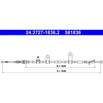 Lanko parkovací brzdy Tažné lanko, parkovací brzda ATE 24.3727-1836.2