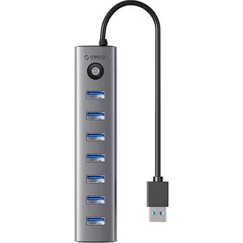 USB hub Orico USB-C hub se 7× USB 3.0, šedý