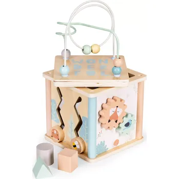 Dřevěná hračka Eco Toys dřevěná motorická kostka Farma