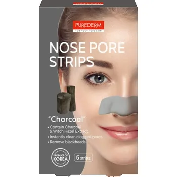 Pleťová maska PUREDERM Nose Pore Strips Charcoal - čistící pásky na nos - 6 ks