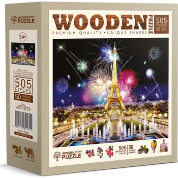 Puzzle WOODEN CITY Dřevěné Noční Paříž 2v1 EKO 505 dílků