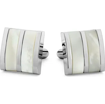 Manžetový knoflíček Meraklis | Hranaté manžetové knoflíčky stříbrné barvy s perletí - Trendhim