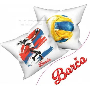 Dekorativní polštářek Povlak Volejbal a výšivka Váš text - 40 x 40 cm