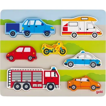 Dřevěná hračka Dřevěná vkládačka dopravní prostředky Goki