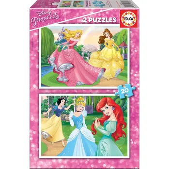 Puzzle Educa 16846 Cardboard Disney Princess 2 x 20 dílků