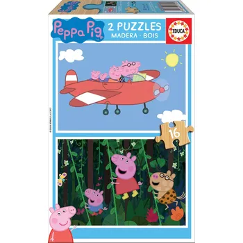 Puzzle EDUCA dřevěné Prasátko Peppa 2x16 dílků