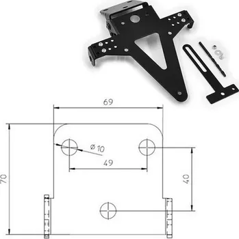 Držák SPZ HSM Držák SPZ UNIVERSAL Typ 3 schwarz, nastavitelný, černý, s držákem odrazky