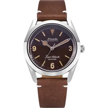 Hodinky Nivada Grenchen Super Antarctic 3.6.9 Tropical - Brown Leather White Stitching + 5 let záruka a dárek ZDARMA