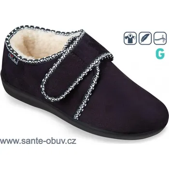 Dámská zdravotní obuv SANTÉ MJ/8091 ČERNÁ domácí obuv s kožíškem vel.37-42, --- - 41