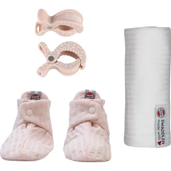 Kojenecké oblečení LODGER Set Capáčky, klipy a látková plena Tan/Cloud Dancer/Blush Dot 0-3 m.