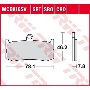 Brzdová destička TRW MCB816SRT racing sintrované brzdové destičky na motorku