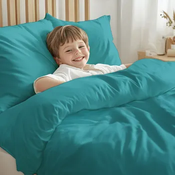 Povlečení Dětské bavlněné povlečení do postýlky Moni MO-052 Pastelově tyrkysové Do postýlky 90x120 a 40x60 cm