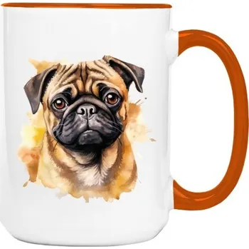 Hrnek velký barevný s potiskem Mops 3