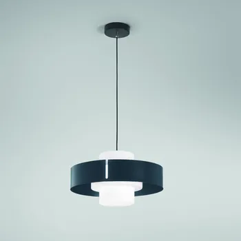 Fabas Loto, lustr z foukaného skla se stínítkem z antracitového kovu, 1x40W E27, průměr 45cm