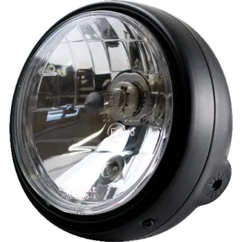 Osvětlení pro motocykl HSM Přední světlo Bullet, 5-3/4" (146 mm), černé matné, čiré sklo