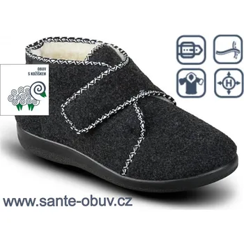 Dámská zdravotní obuv SANTÉ MJ/815 ČERNÁ domácí obuv s kožíškem vel.37-42, --- - 37