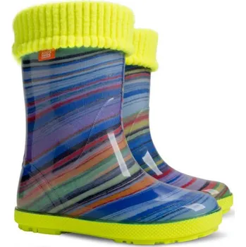 Dívčí holínky DEMAR dětské holínky Hawai LUX 0048 AH modré pruhy vel.20-27, AH barevné pruhy - 20-21