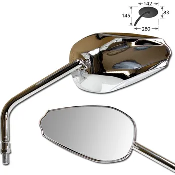 Zrcátko pro motocykl HSM Zrcátka na motorku COMO, hliníková univerzální, stříbrná se závitem M10, homologovaná