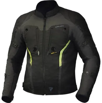 Moto bunda Moto bunda Rebelhorn Borg, černá tmavě šedá fluo žlutá bunda, velikost 5XL