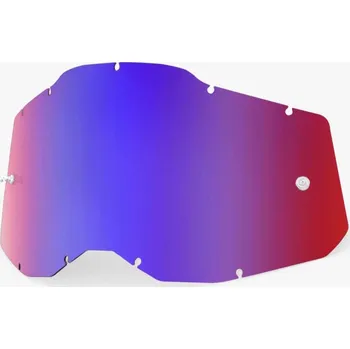 Motocyklové brýle 100percent náhradní plexi pro brýle 100% plexi Racecraft 2/Accuri 2/Strata 2, modro červené chrom, An