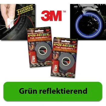 HSM 3M proužky na ráfky kola reflexní zelená reflexní, 5mm, 6 metrů včetně adaptéru, až na 18´