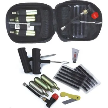 Sada na opravu pneumatiky Sada na opravu pneumatik s CO2, šídlo s rukojetí, vrták s rukojetí, 3ks bombiček 16g CO2