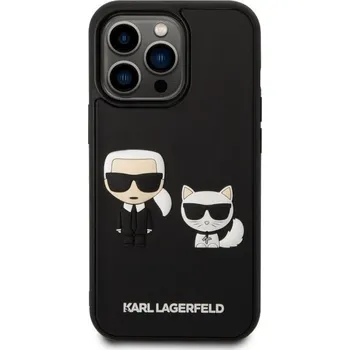 Pouzdro na mobilní telefon Karl Lagerfeld Karl Lagerfeld and Choupette 3D Karl Lagerfeld and Choupette 3D ochranný kryt pro iPhone 14 Pro Černá