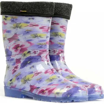 Dívčí holínky DEMAR holínky RAINNY PRINT LUX 0546 D maceška zateplené, D maceška - 37-38