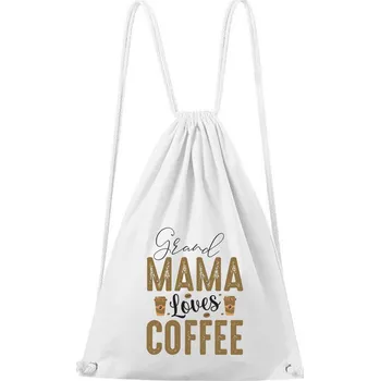 DOBRÝ TRIKO Bavlněný batoh Grand Mama loves COFFEE Barva: Bílá