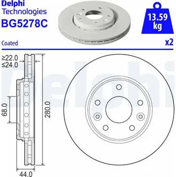 Brzdový kotouč Brzdový kotouč DELPHI BG5278C