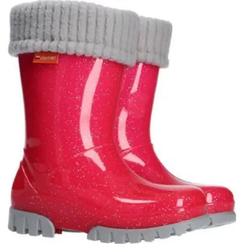 Dívčí holínky DEMAR dětské holínky Twister LUX 0407 G růžový brokát vel.28-35, --- - 28-29