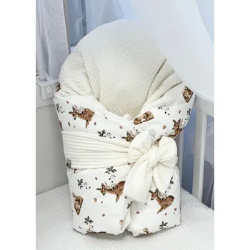 Zavinovačka Bavlněná péřová zavinovačka - smetanová s lesními zvířátky