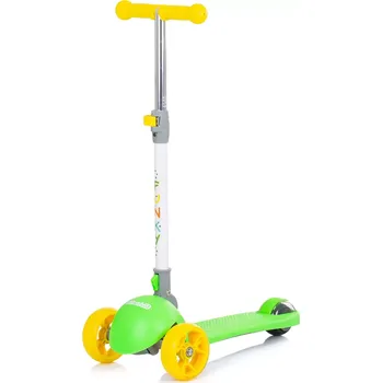 Koloběžka dětská koloběžka CHIPOLINO Funky se světelnými koly, zeleno‑žlutá