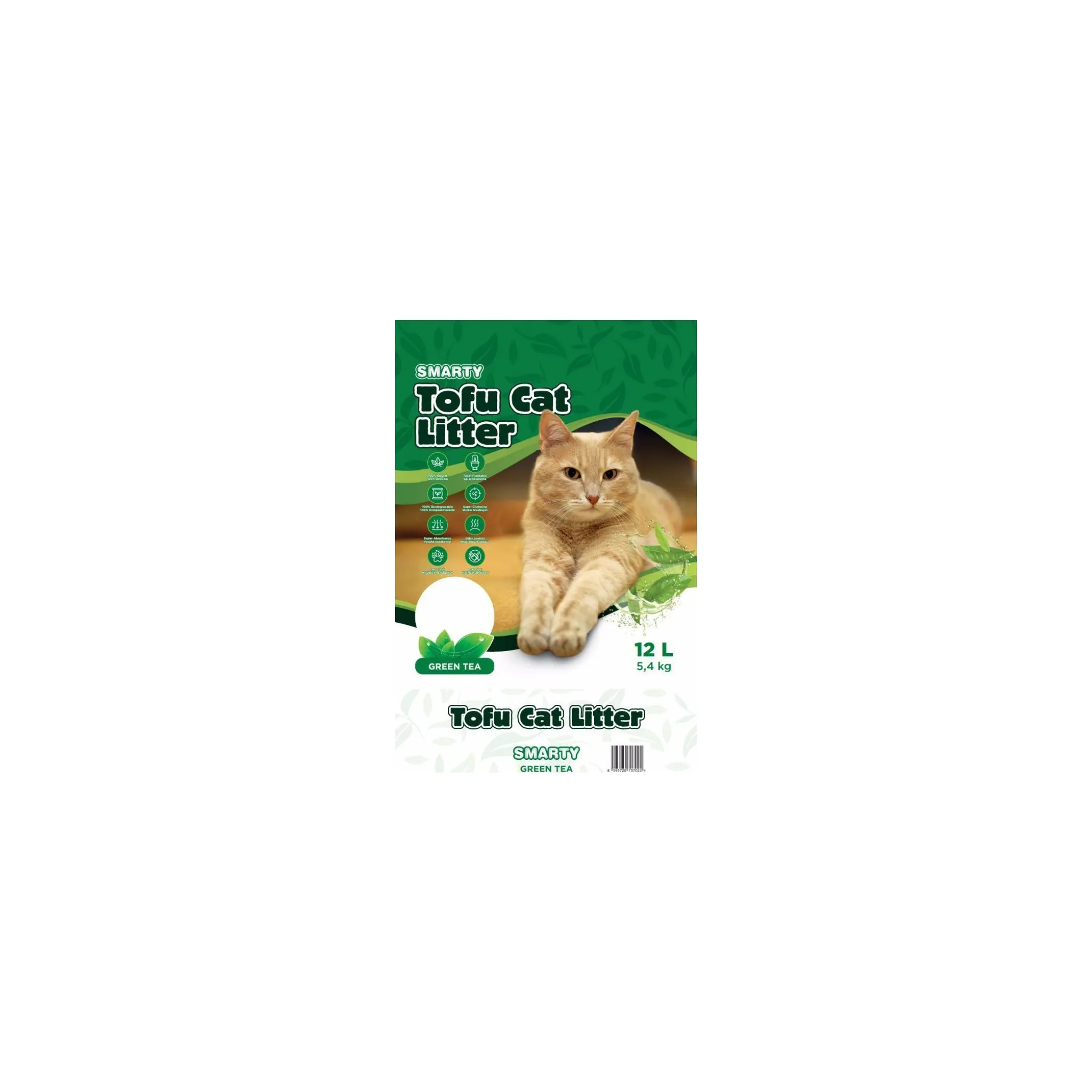 Fotografie 2 - Podestýlka pro kočku SMARTY Pets Tofu Cat Litter Green Tea 12 l