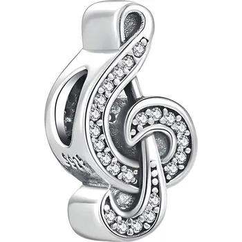 Přívěsek 4U Stříbrný přívěsek korálek houslový klíč se zirkony