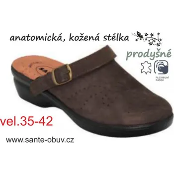 Dámská zdravotní obuv SANTÉ PO/5502 HNĚDÁ zdravotní PANTOFEL - SANDÁL, hnědá - 35