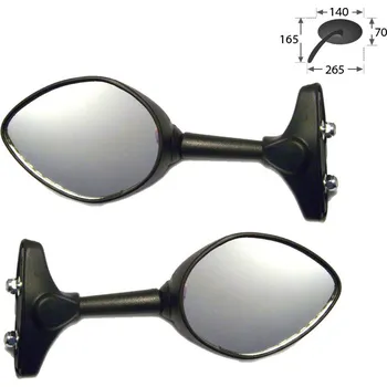 Zrcátko pro motocykl HSM Zrcátka na motorku STRATO, plastová univerzální zrcátka do kapotáže, černá zrcátka, rozteč