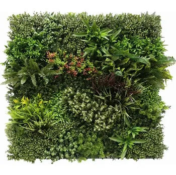 umělá květina ZELENÁ STĚNA barevný mix džungle, dílec 100 x 100 cm (Realistická zelená stěna barevný mix Jungle o rozměru 100 x 100 cm)