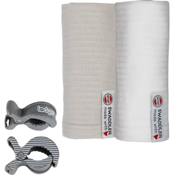 Plena LODGER Látkové pleny Seersucker Cloud Dancer/Steel + Klipy Carbon-Stripe