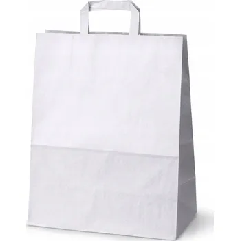 Dárková taška PAPÍROVÉ OBALOVÉ TAŠKY 32x16x39 cm BÍLÁ PAPÍROVÁ TAŠKA Dárková x50